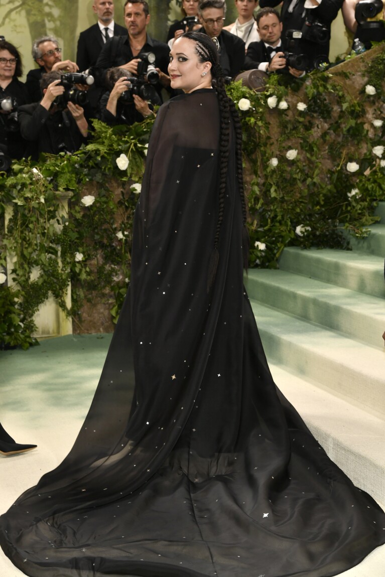 Lily Gladstone attends a benefit gala for the Costume Institute of the Metropolitan Museum of Art to celebrate the opening of the Metropolitan Museum of Art "Sleeping Beauty: Awakening Fashion" Exhibition on Monday, May 6, 2024 in New York.  (Photo by Evan Agostini/Invision/AP)