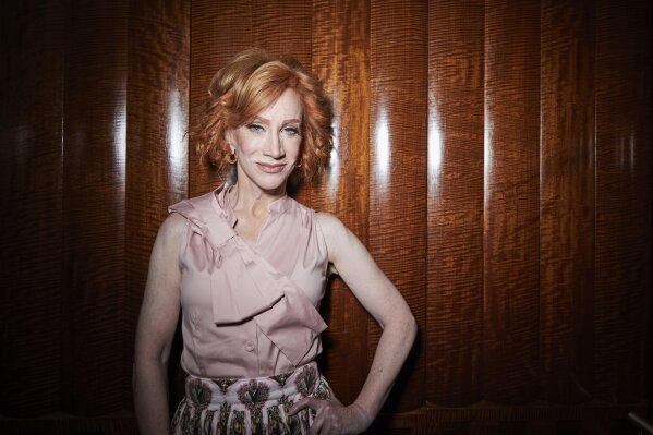 This July 16, 2019 photo shows Kathy Griffin posing for a portrait in New York to promote her film "Kathy Griffin: A Hell of a Story," in select theaters for one day only on July 31. (Photo by Matt Licari/Invision/AP)