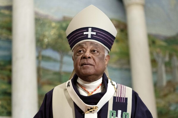 Cardinal Wilton Gregory, archbishop of Washington, speaks to reporters after Ash Wednesday Mass which marks the beginning of Lent at Saint Matthew the Apostle Cathedral in Washington, March, 2, 2022. (AP Photo/Jose Luis Magana, File)