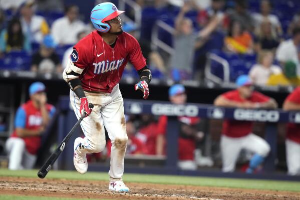 MIAMI, FL - JUNE 19: Miami Marlins second baseman Luis Arraez (3