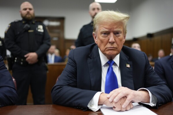 Former President Donald Trump appears at Manhattan criminal court in New York, Thursday, May 30, 2024. (AP Photo/Seth Wenig, Pool)