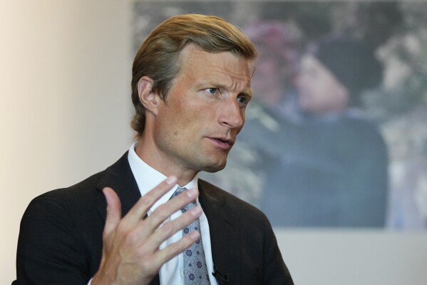 Carl Skau, deputy executive director of the U.N. World Food Program (WFP), speaks during an interview with The Associated Press in Beirut, Lebanon, Tuesday, Aug. 1, 2023. A halted landmark wartime grain deal that allowed grain Ukrainian grain to flow and donor fatigue is rattling the operations' of the United Nations food agency. (AP Photo/Hassan Ammar)