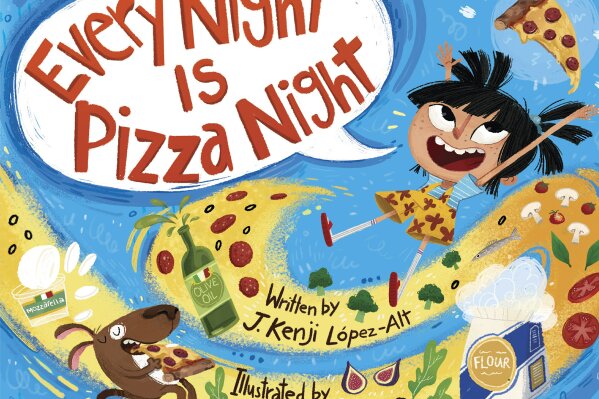 This cover image released by Norton Young Readers shows “Every Night Is Pizza Night” written by cookbook author and restaurateur  J. Kenji López-Alt and illustrated by Gianna Ruggiero. (Norton Young Readers via AP)