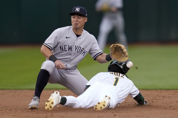 New York Yankees Game-Used Base Used During the Entire Series vs. Oakland  Athletics on June