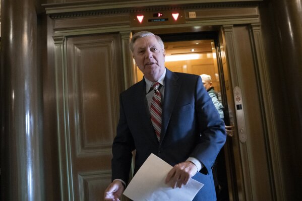 
              Senate Judiciary Committee Chairman Lindsey Graham, R-S.C., arrives at the Capitol to meet with reporters about the report by special counsel Robert Mueller, in Washington, Monday, March 25, 2019. (AP Photo/J. Scott Applewhite)
            
