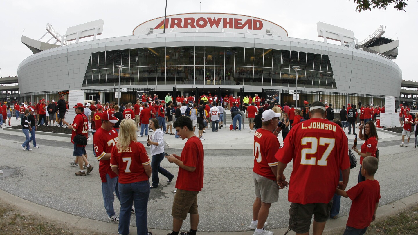 FILE - Kansas City Chiefs fans gather outside Arrowhead Stadium before a NFL football game against the Oakland Raiders Sunday, Sept. 20, 2009 in Kansa