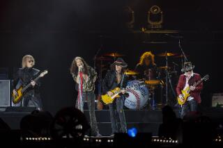 FILE - Tom Hamilton, from left, Steven Tyler, Joe Perry, John Douglas and Brad Whitford of Aerosmith, perform on Sept. 8, 2022, at Fenway Park in Boston. Aerosmith will be touring a city near you for the last time to celebrate their 50-plus years of being together. The Rock & Roll Hall of Fame band announced Monday, May 1, 2023 the dates for their farewell tour called “Peace Out” starting Sept. 2 in Philadelphia. (Photo by Winslow Townson/Invision/AP, file)