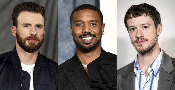This combination of photos shows Chris Evans, left, Michael B. Jordan, center, and Joseph Quinn. A reboot of "The Fantastic Four" has Quinn cast as Johnny Storm/The Human Torch, a role portrayed by Evans and Jordan in previous films. (AP Photo)