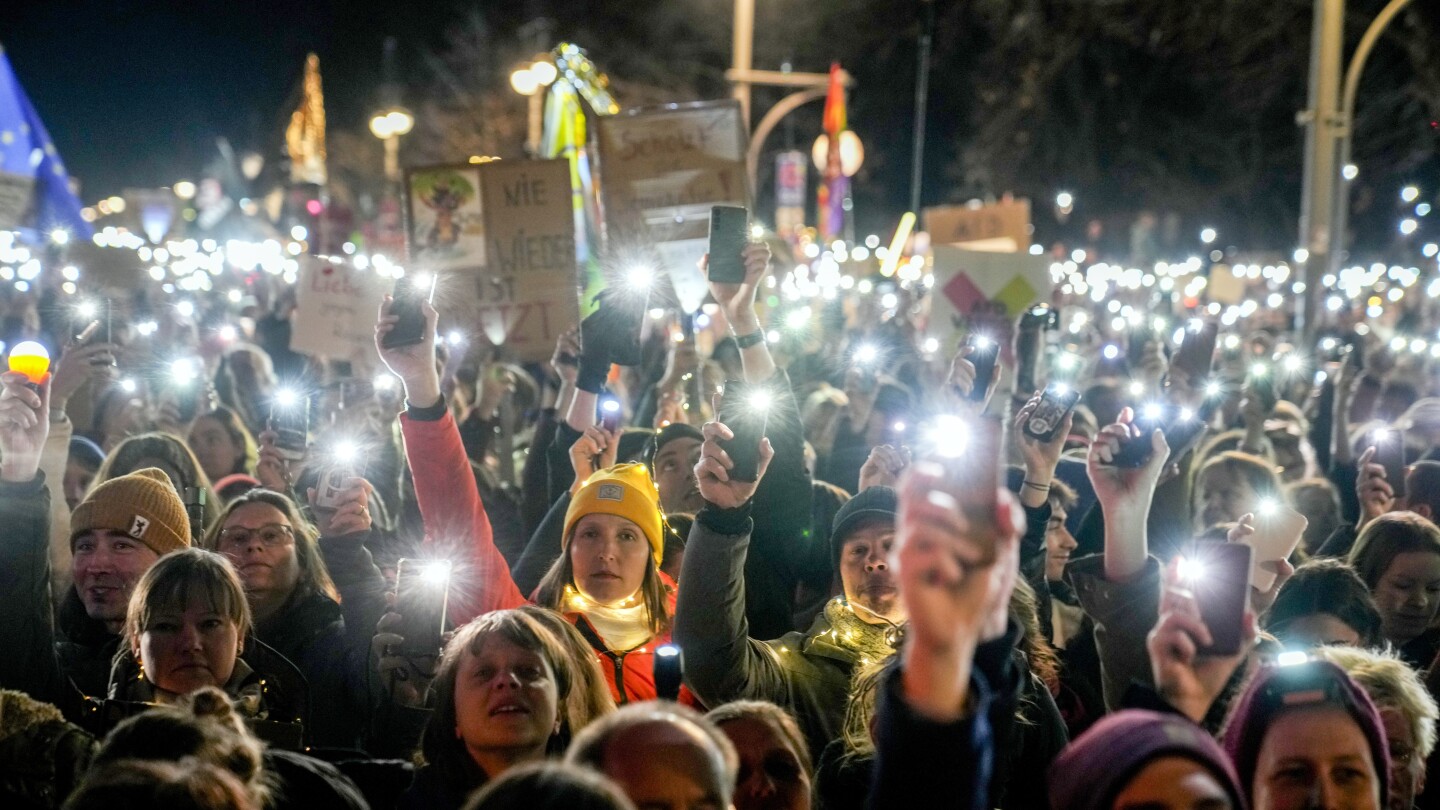 Thousands in Germany protest the rise of the far right ahead of next month's election