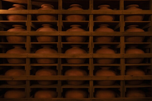 An exhibit of a storage area is seen at the Ark Encounter in Williamstown, Ky., Friday, March 21, 2025. (AP Photo/Madeleine Hordinski)