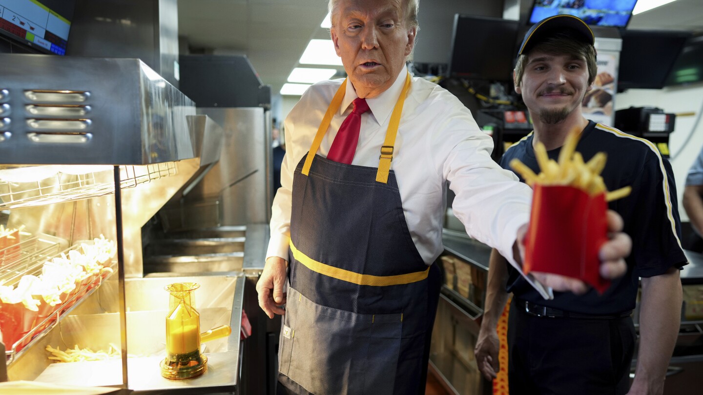 Trump works the fry station and holds a drive-thru news conference at a Pennsylvania McDonald’s