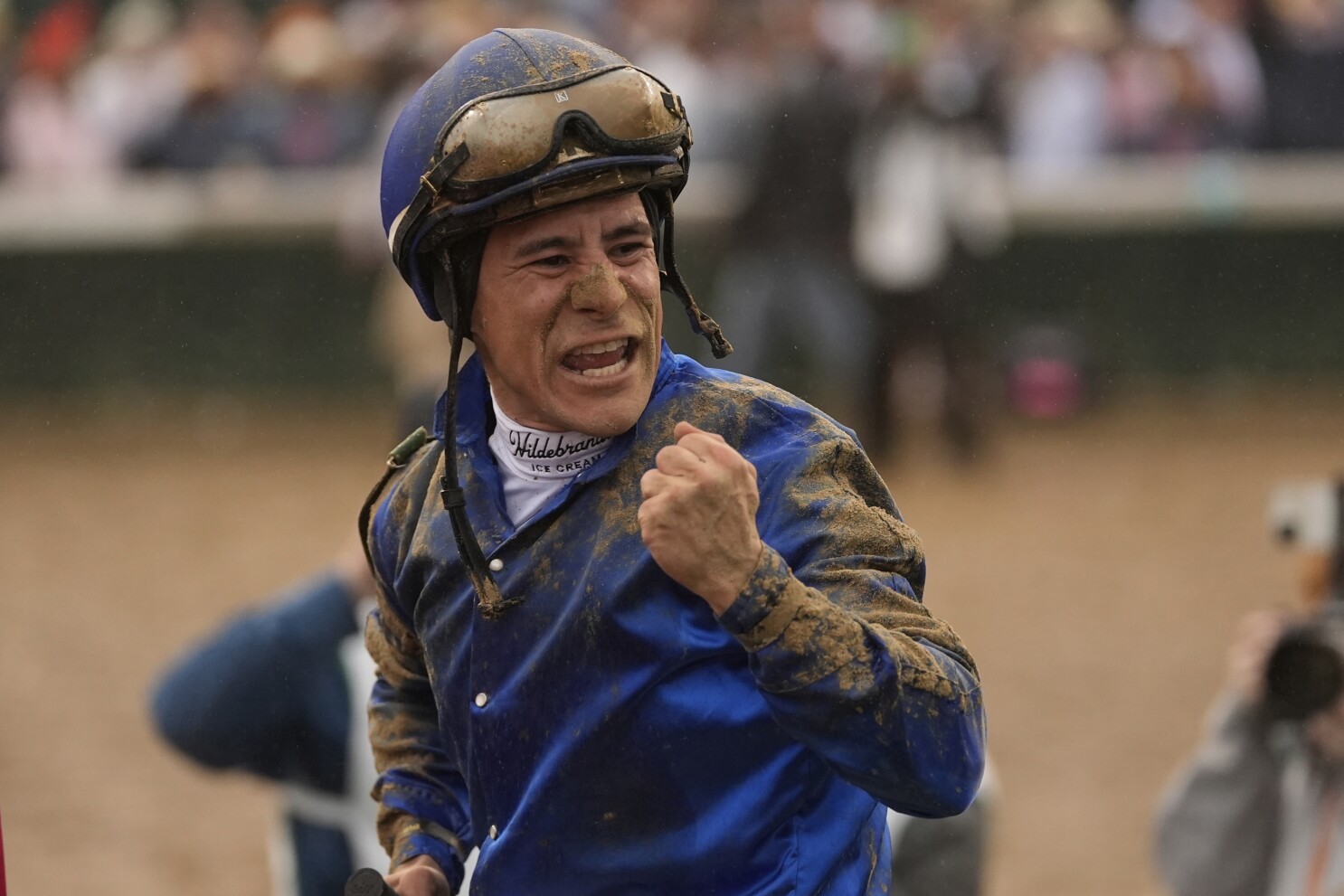 Weeks after fall, jockey Junior Alvarado rebounds to win a muddy Kentucky Derby aboard Sovereignty