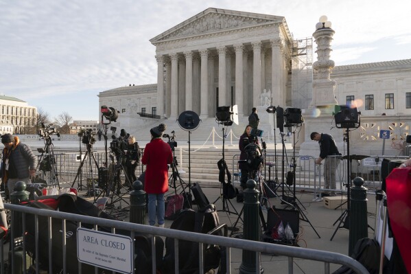 The U.S. Supreme Court is seen, Thursday, Feb. 8, 2024, in Washington. (AP Photo/Jose Luis Magana)