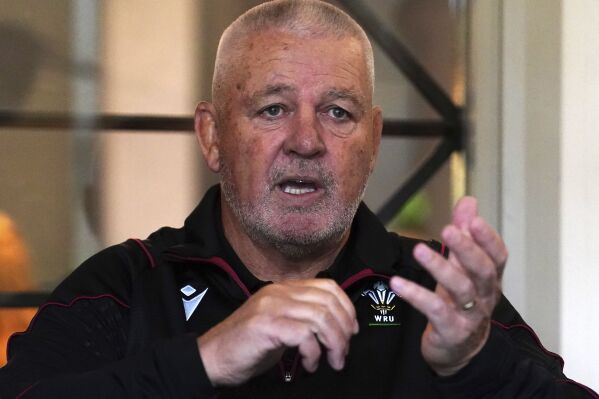 Wales head coach Warren Gatland speaks during the 2024 Guinness Six Nations Squad Announcement at the Vale Resort in Hensol, Wales, Tuesday Jan. 16, 2024. (David Davies/PA via AP)