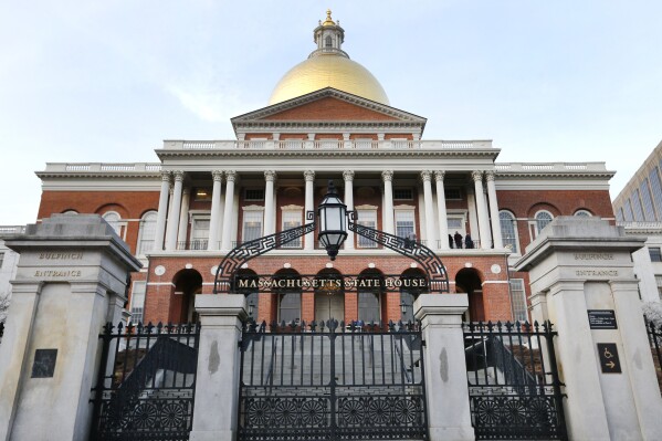 FILE - The Massachusetts Statehouse is seen, Jan. 2, 2019, in Boston. A Massachusetts bill that bars someone from sharing explicit images or videos without their consent was approved Thursday, March 21, 2024, by the Massachusetts Senate. (AP Photo/Elise Amendola, File)