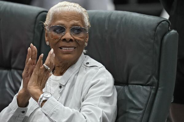 Singer and executive producer Dionne Warwick appears during a rehearsal for the touring show "Hits! The Musical" Wednesday, Feb. 8, 2023, in Clearwater, Fla. The Grammy-winning, multimillion-selling singer and her Oscar-nominated son Damon Elliott are co-producing an upcoming 50-city touring show. AP Photo/Chris O'Meara)