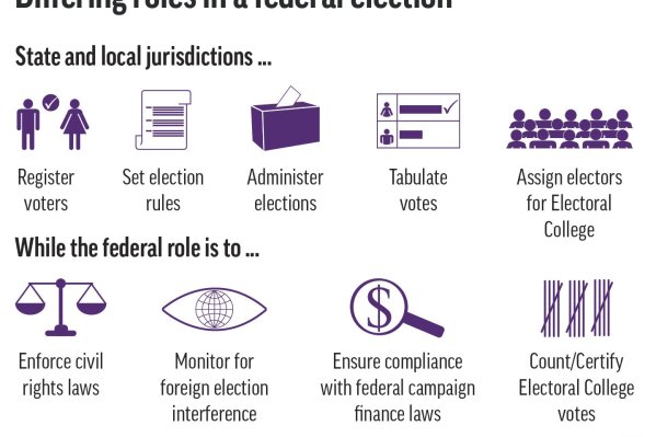 The roles of state, local and federal governments in federal elections.;